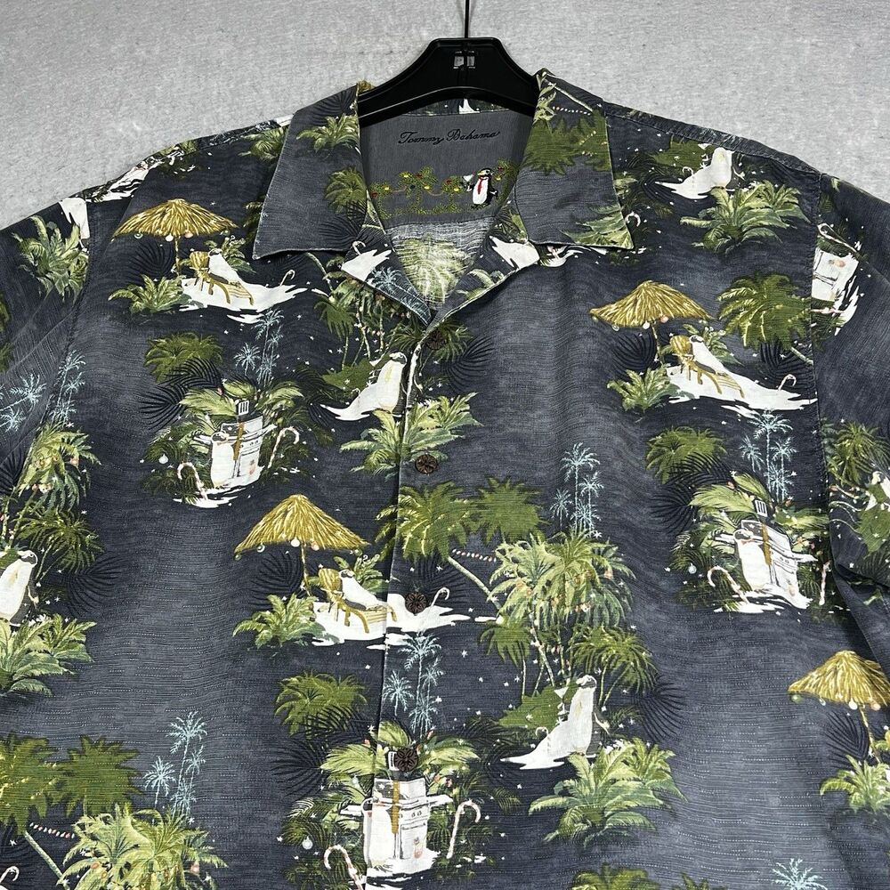 Tommy Bahama Mens XL Multicolor X Mas Hawaiian Silk Short Sleeve Limited Edition - Picture 2 of 13